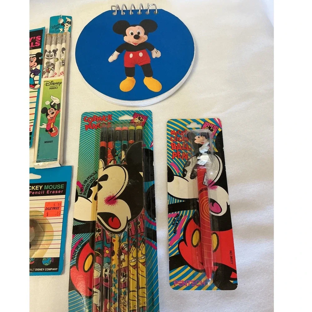 Vintage Mickey Mouse Stationery Lot Pentel Pen Pals Pentech Pencils Eraser 90s